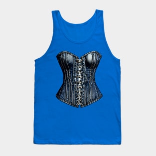 Illusion Denim Corset Vintage Print Tank Top